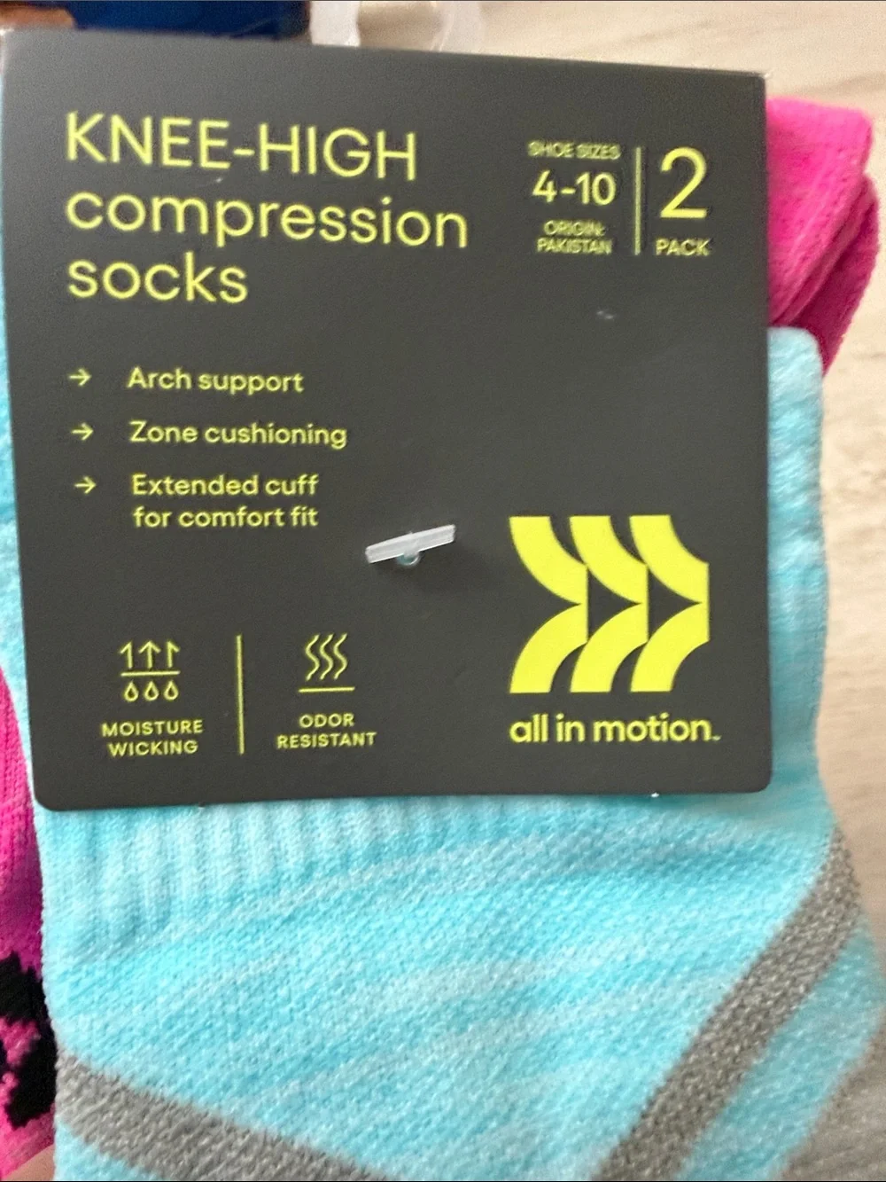 all in motion Chevron Athletic knee high compression Socks - Pink & Light Blue